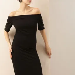 SHOWOFF Off-Shoulder Sheath Dress-picture-10