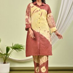 AUTUMN LANE Sana Choco Dyed Pure Cotton Tunic With Trouser Co-Ords-image-18