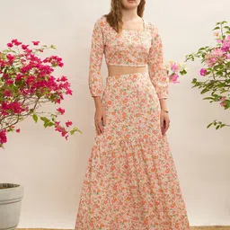 CORSICA Floral Print Square Neck Maxi Skirt Co-Ords-picture-30