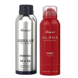 Rasasi Set Of 2 Abraar Aurora & Fame Deodorant Body Spray - 200ml Each image 1
