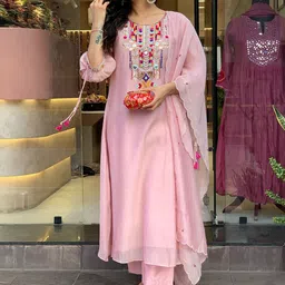 TWINS LADY Women Embroidered Mirror Work Kurta with Trousers & Dupatta-picture-46