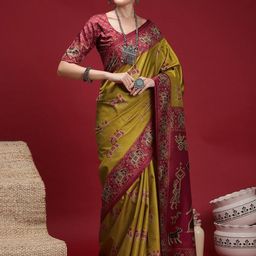 Mitera Ethnic Motifs Silk Blend Chanderi Saree-image-42