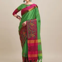 KALINI Floral Embroidered Silk Cotton Saree-picture-17