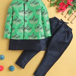 Jeetethnics Boys Mandarin Collar Silk Cotton Kurta with Pyjama & Jacket-image-64