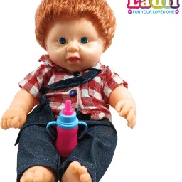 Golu Baba Cute Little Boy in Teddy Check Dress Doll for Kids Rubber Clothes_B-picture-26