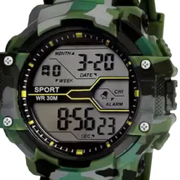 TARIDO Men Printed Dial & Straps Digital Watch GREEN ARMY_COMBO KD001+LED SQR BLK image 2
