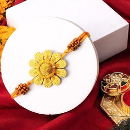 PANASH Handcrafted Flower Thread Rakhi with Roli Chawal-image-0