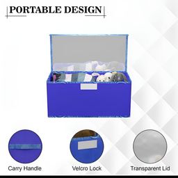 Aura Blue & White 3 Pieces Zig Zag Printed Drawer Organisers With Transparent Lid image 5