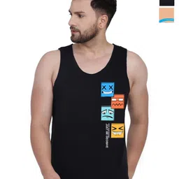 SLOWLORIS Men 2 Printed V-Neck Applique Slim Fit T-shirt-image-85