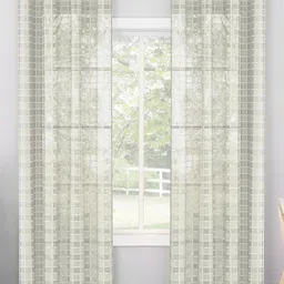 Story@home Off White Set of 2 Geometric Sheer Long Door Curtain-image-50