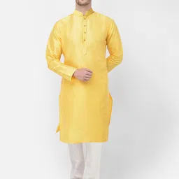 SG LEMAN Men Regular Dupion Silk Kurta with Pyjamas image 1