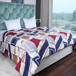 AJISH Maroon & Navy Blue Geometric Mild Winter 233 GSM Double Bed Comforter-image-14