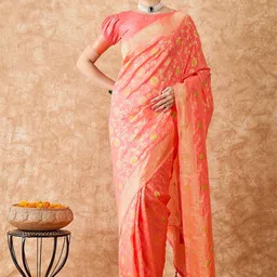 DEVATITHI Ethnic Motifs Zari Silk Blend Banarasi Saree-image-54