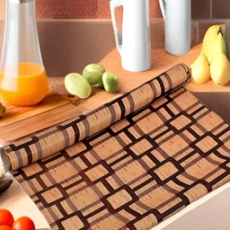 Aura Beige & Brown Printed Water Resistant Shelf Liner Organiser-image-95