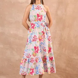 all about you Women Floral Printed Halter Neck Fit & Flare Midi Dress-image-10
