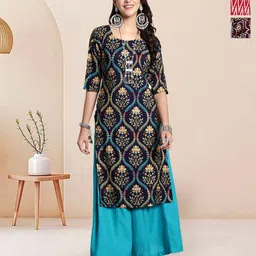 7Threads Selection Of 3 Floral Printed Round Neck Straight Kurtas-15