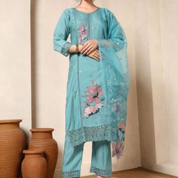 KALINI Women Embroidered Kurta with Trousers & Dupatta-image-105