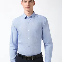 Peter England Men Spread Collar Micro Ditsy Self Design Cotton Slim Fit Formal Shirt-image-96