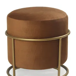 Blck Homes Brown 2 in 1 Velvet & Metal Round Ottoman-image-93