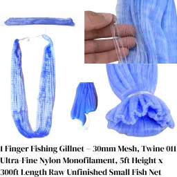 netking 1 Finger Jaal 30mm Mesh Fishing Gillnet – Twine 011, 5ft x 250ft, Raw Net Fishing Net image 2