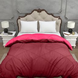 BED-SHEET.COM Pink & Red Geometric Microfiber Mild Winter 300 GSM Double Bed Comforter-13