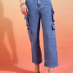 DressBerry Women Comfort Wide Leg High-Rise Light Fade Acid Wash Stretchable Jeans-image-78