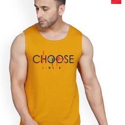 SLOWLORIS Pack of 2 Printed Combed Cotton Vest VSL26 CMB(CHS MUSTARD)(GYM BLACKRED)-image-47