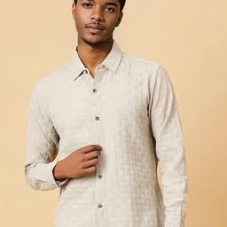 Stylecast X Kotty Men Classic Self Design Spread Collar Casual Shirt-image-75