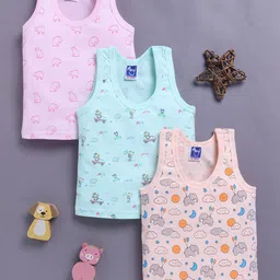 Unfab Infant Boys Pack Of 3 PrintedCotton Basic Vests W69-BOYS-VEST-10
