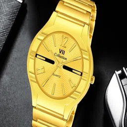 Hala Men Aluminium Stainless Steel Bracelet Style Straps Analogue Watch 3006-Full-Gold-26