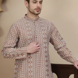 Jompers Men Ethnic Motifs Printed Straight Kurta With Pyjama-picture-13