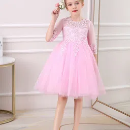 JC SPARKLE Girls Self Design Embellished Fit & Flare Dress-image-69
