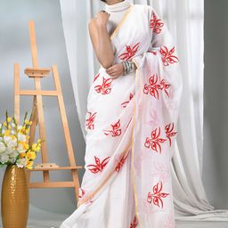 DESH BIDESH Embroidered Saree with Blouse Piece-image-5