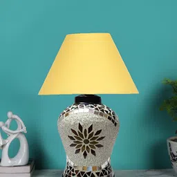 Devansh Yellow Glass Traditional Abstract Shaped Table Lamp-3