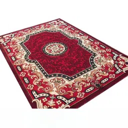Samjeeda Handloom carpets Black Geometric Anti-Skid Polyester Carpet-image-64