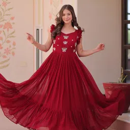 Tilton Women Embroidered Georgette Fit & Flare Maxi Dress-image-6