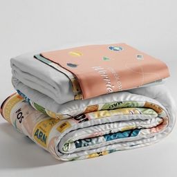 QuirkLoom 4 Piece White & Peach-Coloured Geometric King Regular Bedding Set image 2