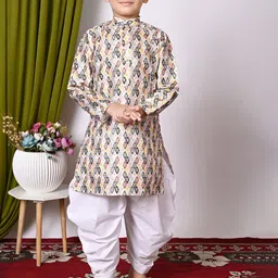 BAESD Boys Embroidered Regular Sequinned Dupion Silk Kurta with Patiala-5