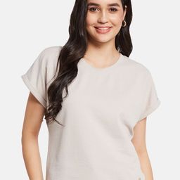 METTLE Women Round Neck Solid T-shirt-image-72