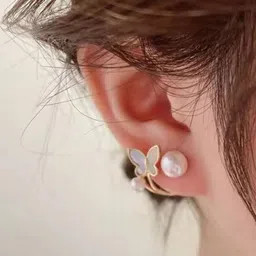 Estailo fashion Gold-Plated Pearls Beaded Contemporary Studs-image-50