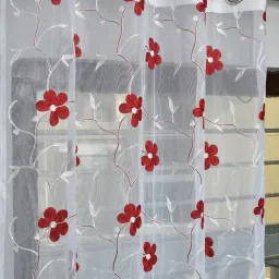 154 cm (5 ft) Tissue, Net Semi Transparent Window Curtain (Pack Of 2)-1