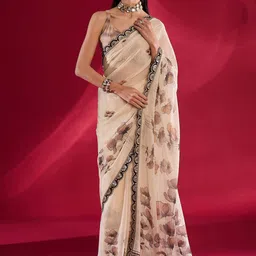 all about you Floral Sequinned Muga Saree-image-18