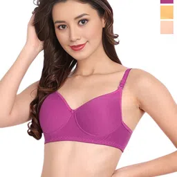 Liigne Pack Of 3 Solid Full Coverage Non Padded All Day Comfort Cotton Bra-picture-13