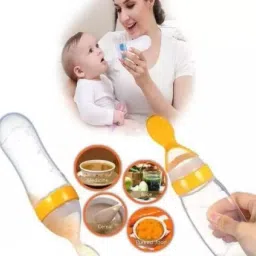 superstar store Squeeze Style Bottle Feeder with Dispensing Spoon and Fruit Feeder and Pacifier- Silicone image 2