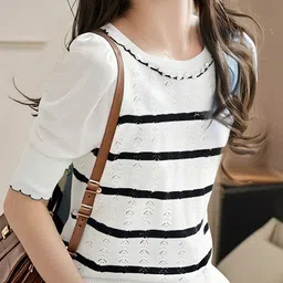 StyleCast Women Striped Pullover Sweatshirt-picture-22