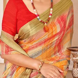 Mitera Zari Poly Chiffon Bagru Saree image 5