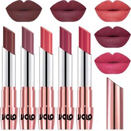 VOLO Set Of 5 Creme Matte Lipstick -Coffee 34-Plum 36-Dark Peach 37-Rose Pink 38-Pink 41-image-92