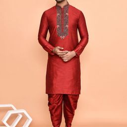 Arihant Rai Sinha Men Embroidered Regular Kurta with Dhoti Pants-picture-7