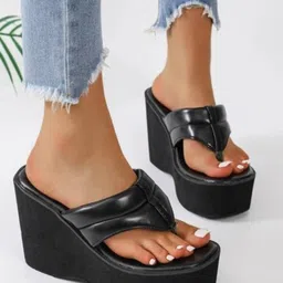 GLO GLAMP Women Solid Open Toe Wedge Regular Sandals-25