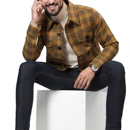 honnete Acrylic Polyester Checkered Coat For Men-picture-24